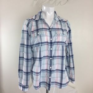 Eddie Bauer Plaid Button Shirt Plaid RollUp Sleeve